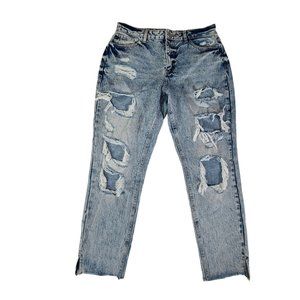 Kancan Jeans Womans 11/29 Distressed Mom High Rise Frayed Hem Ankle #KC5201M